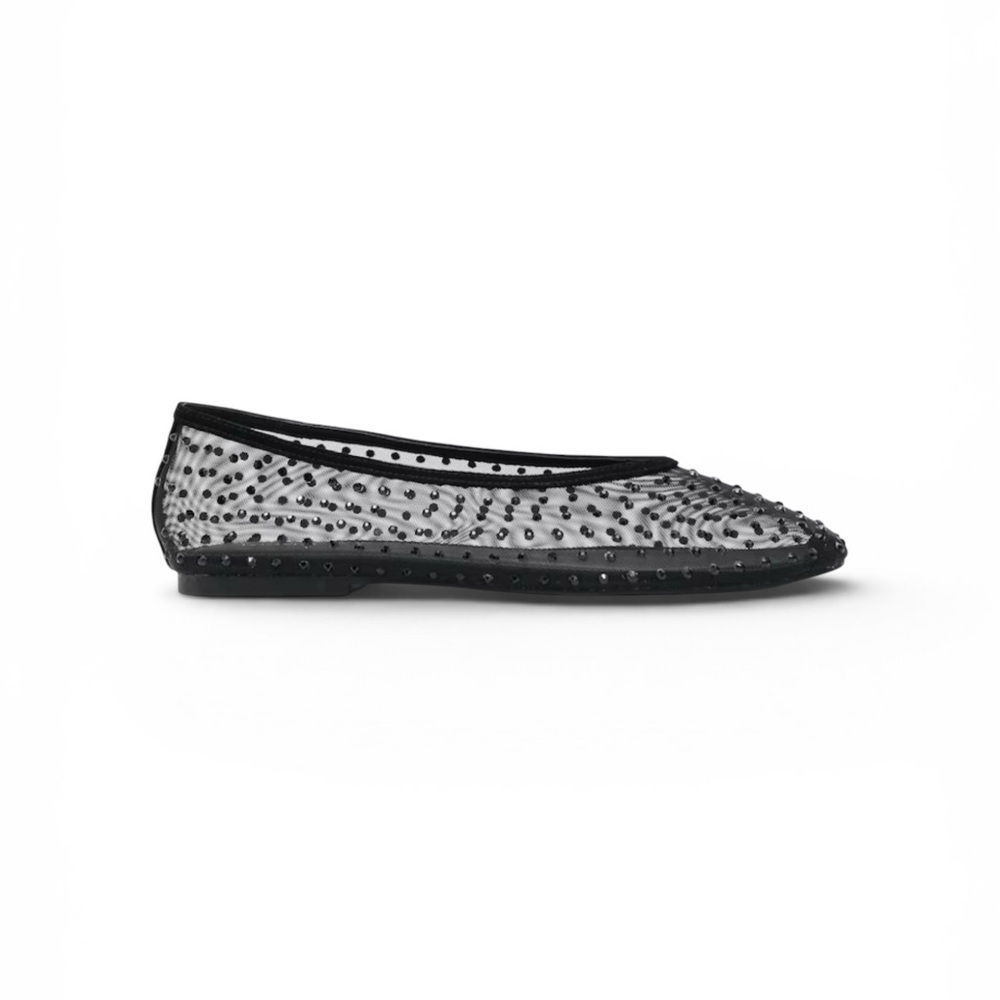 new Reiss 𖦹 Dina Mesh Embellished Ballet Flats 𖦹 Black Crystals 𖦹 40 9.5M 𖦹 - Picture 2 of 16
